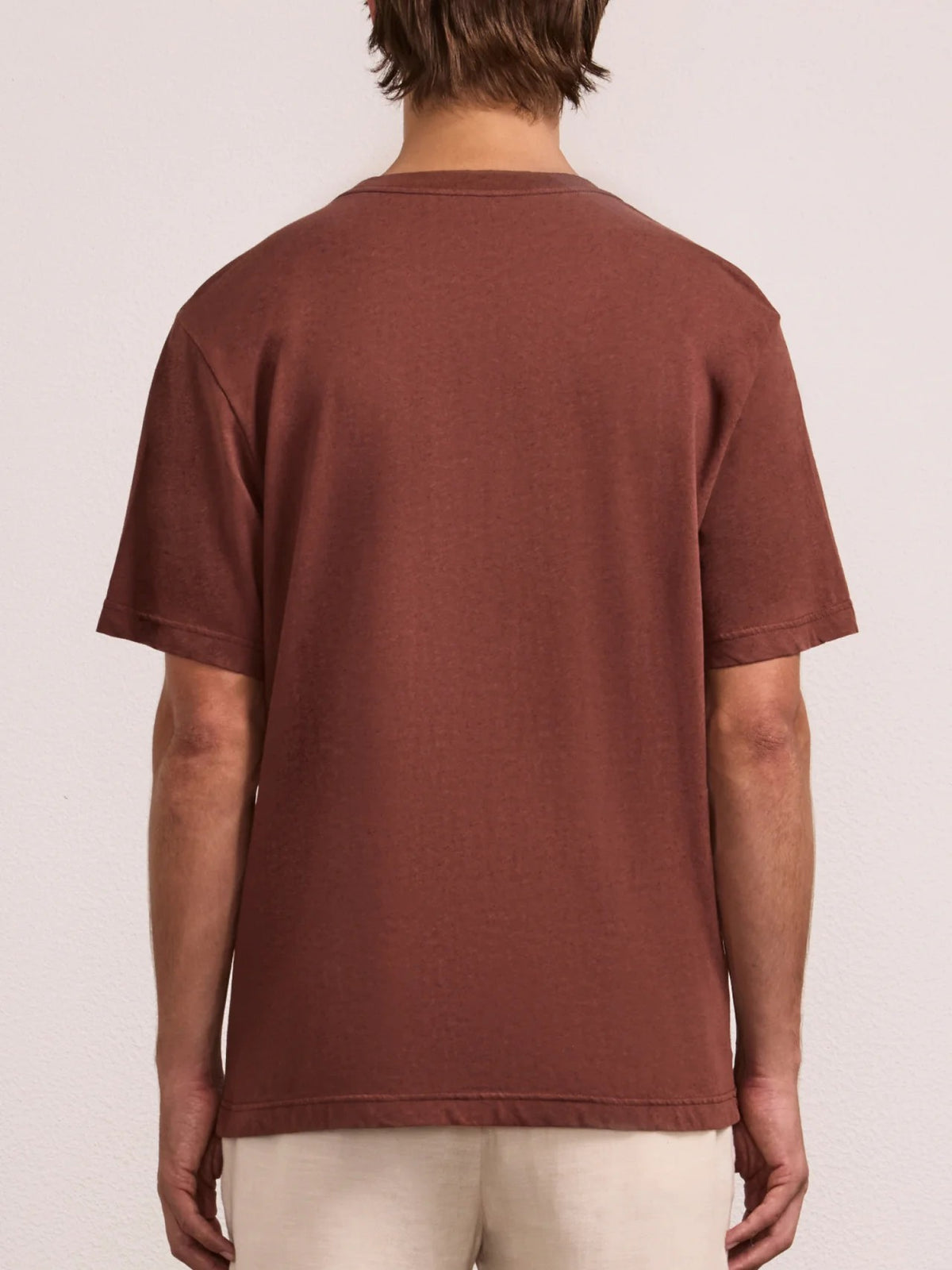 DINIS COTTON-LINEN T-SHIRT - BROWN