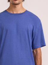 DINIS LINEN-COTTON T-SHIRT - COBALT BLUE