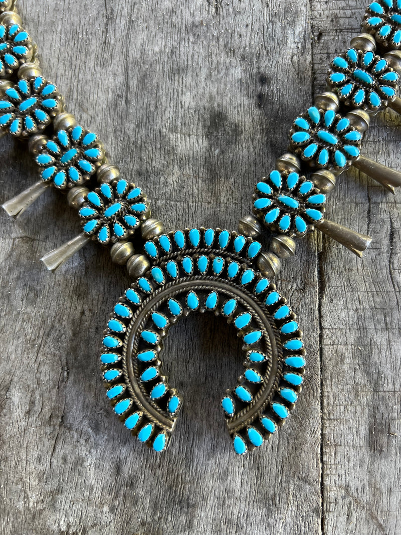 Handmade Vintage Zuni Squash Blossom Necklace
