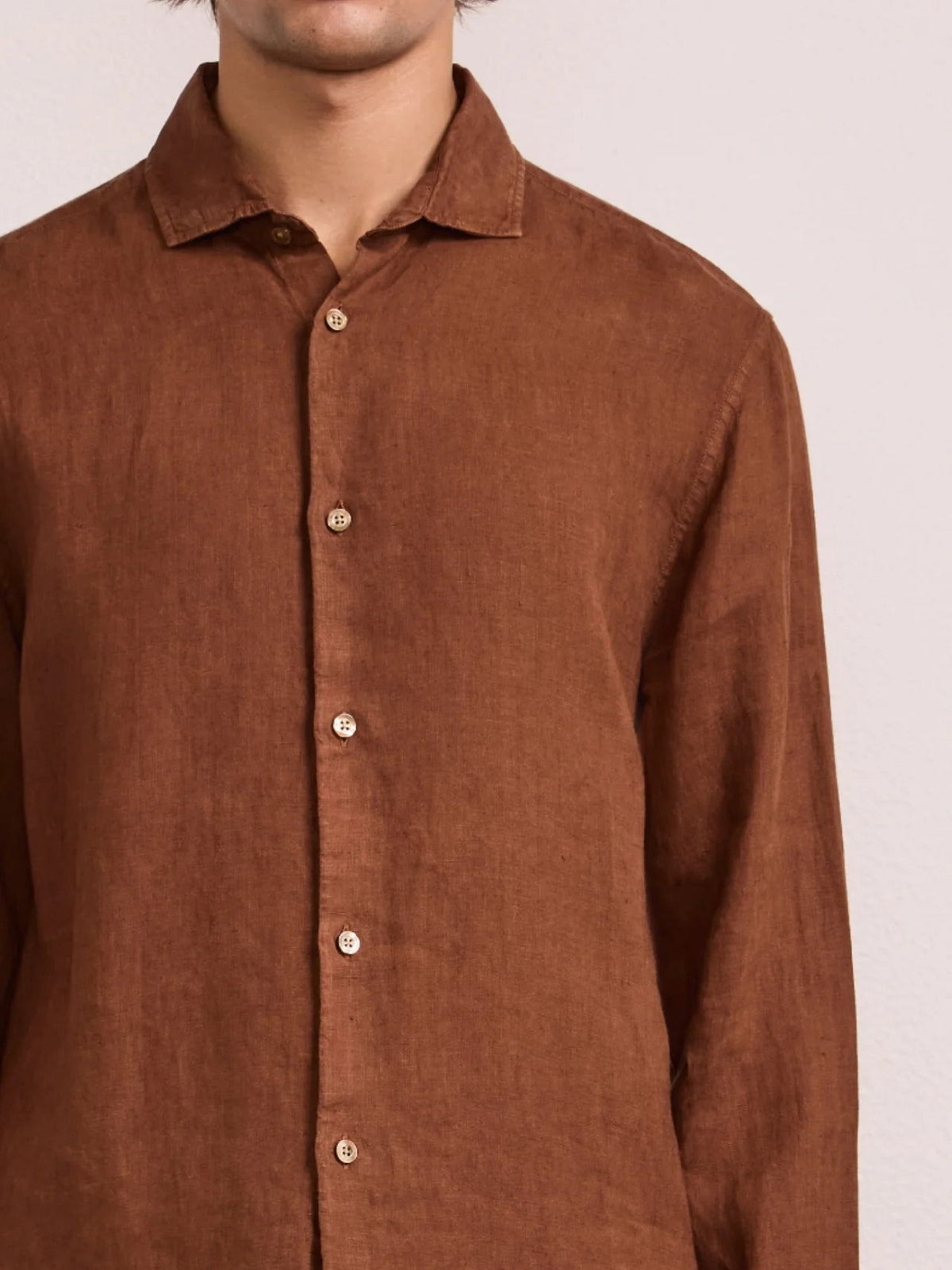ANTONIO LINEN SHIRT - BROWN