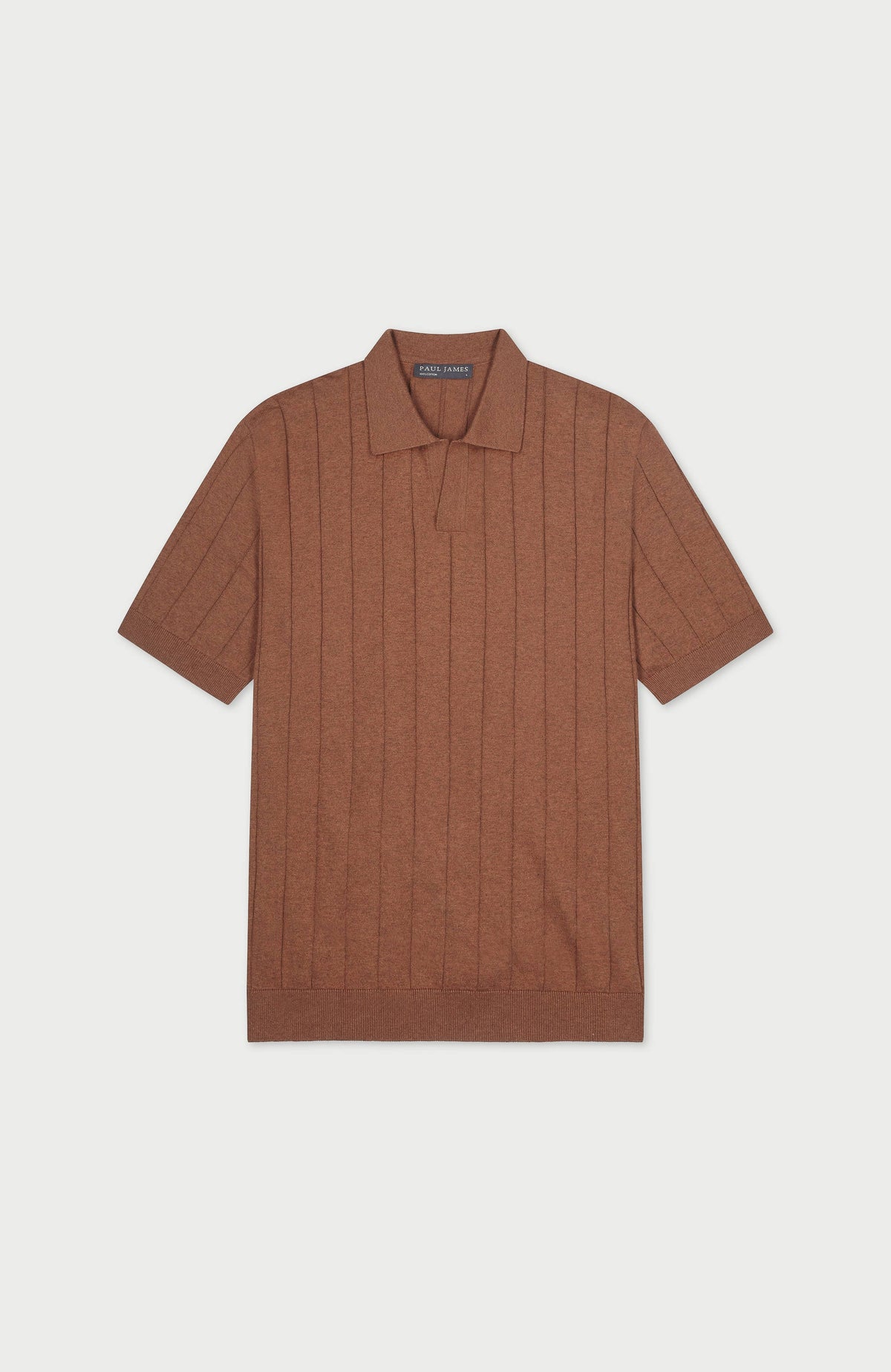 Mens Ultra Fine Cotton Knit Buttonless Polo - Russet