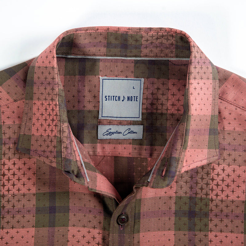 Plaid Long Sleeve Woven Shirt - Mauve