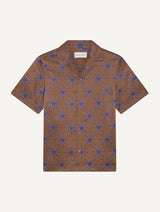 ROBERTO SOL PRINT SILK SHIRT - Brown