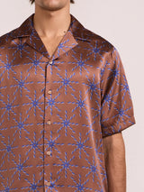 ROBERTO SOL PRINT SILK SHIRT - Brown