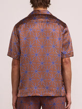 ROBERTO SOL PRINT SILK SHIRT - Brown