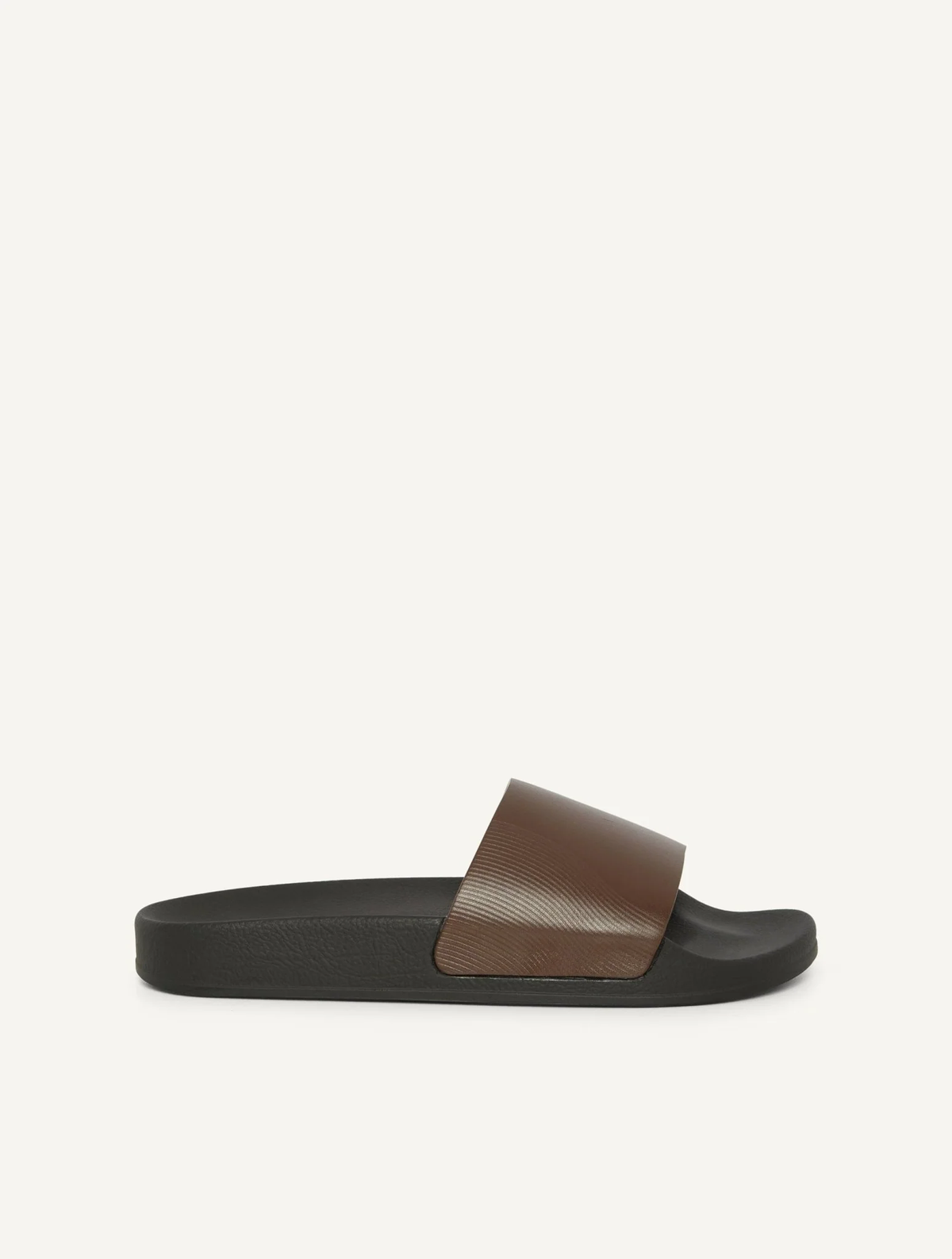 HUMBERTO LEATHER WAVE PRINT SLIDERS - BROWN