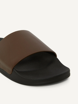 HUMBERTO LEATHER WAVE PRINT SLIDERS - BROWN