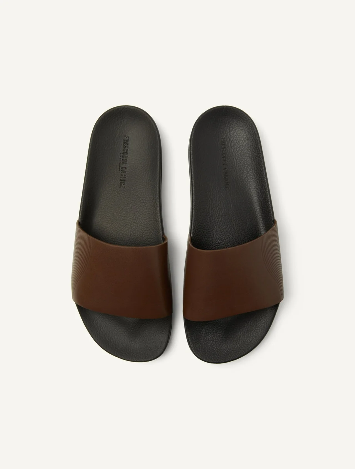 HUMBERTO LEATHER WAVE PRINT SLIDERS - BROWN