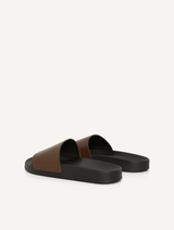 HUMBERTO LEATHER WAVE PRINT SLIDERS - BROWN