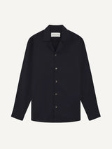 SAFRA TROPICAL WOOL SHIRT - NAVY