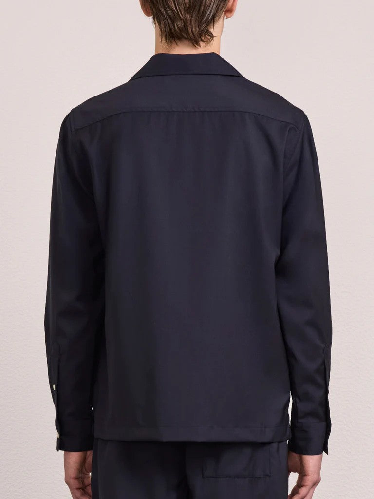 SAFRA TROPICAL WOOL SHIRT - NAVY