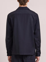 SAFRA TROPICAL WOOL SHIRT - NAVY