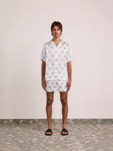 Rio Swim Short O Sol Print - Ecru & Coastal Blue