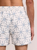 Rio Swim Short O Sol Print - Ecru & Coastal Blue