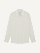 TELLES LINEN SHIRT - White with Brown Stripe