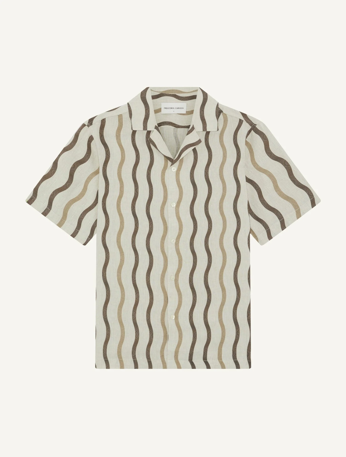 ROBERTO CABANA PINSTRIPE PRINT LINEN SHIRT - CACAO