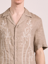 ALVES PALM EMBROIDERED LINEN SHIRT - PALM GREEN