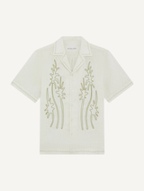 ALVES PALM EMBROIDERED LINEN SHIRT - CREAM