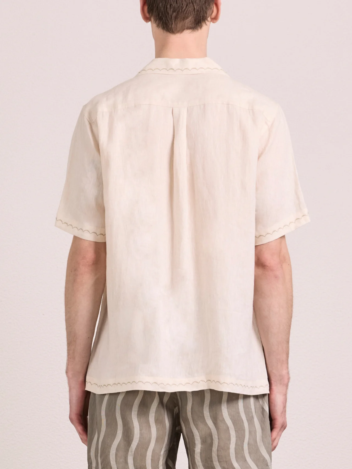 ALVES PALM EMBROIDERED LINEN SHIRT - CREAM
