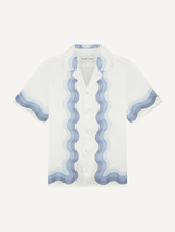 ROBERTO BOX WAVE SILK SHIRT - NAVY