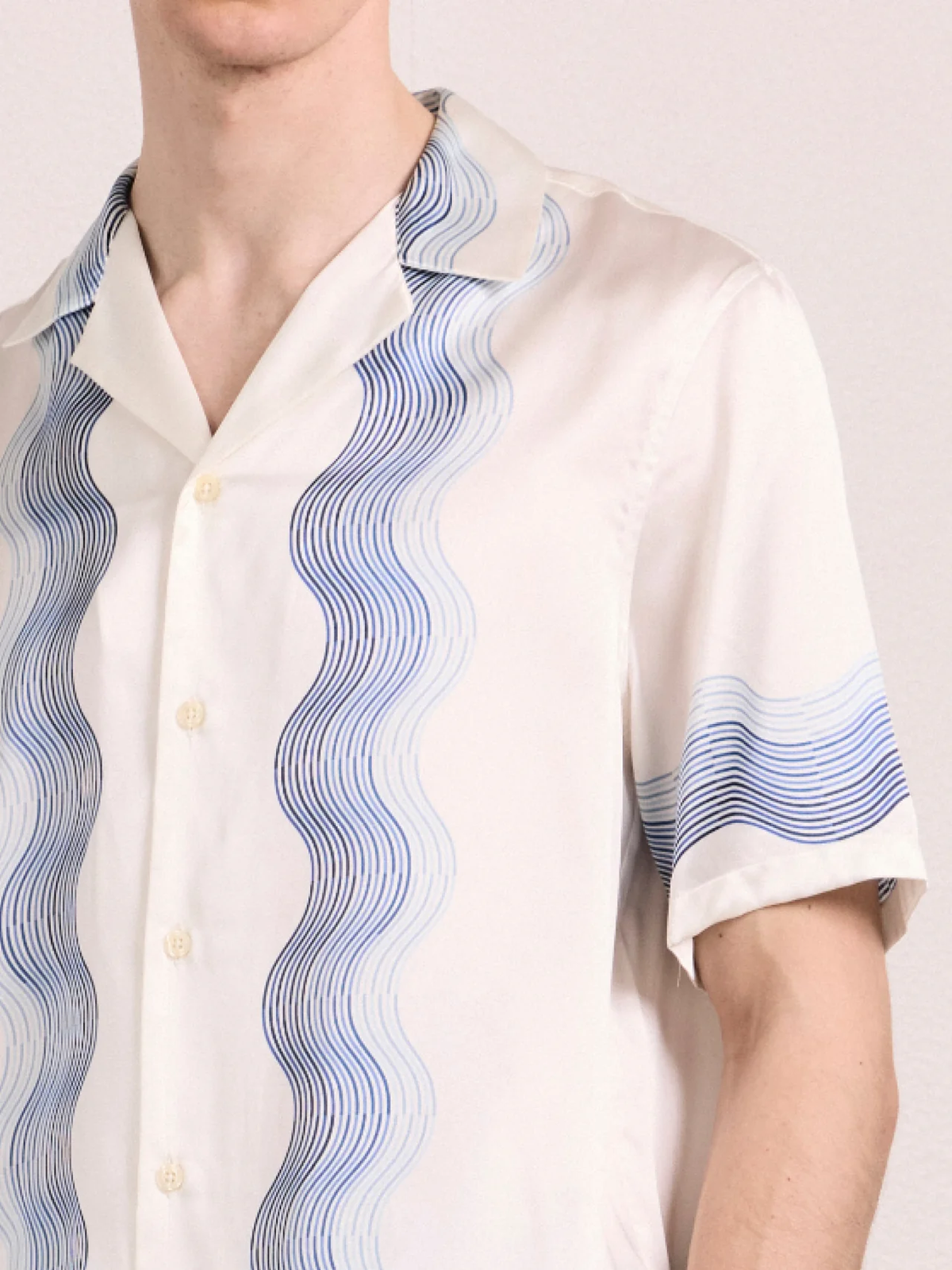 ROBERTO BOX WAVE SILK SHIRT - NAVY
