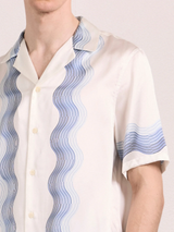 ROBERTO BOX WAVE SILK SHIRT - NAVY
