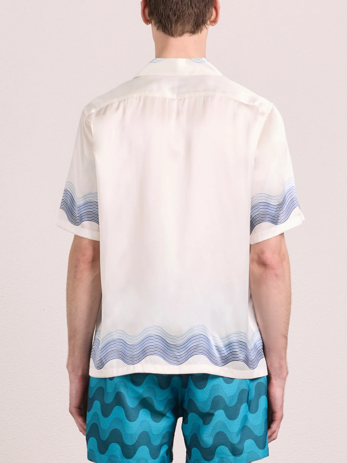 ROBERTO BOX WAVE SILK SHIRT - NAVY
