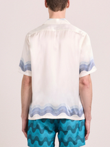 ROBERTO BOX WAVE SILK SHIRT - NAVY