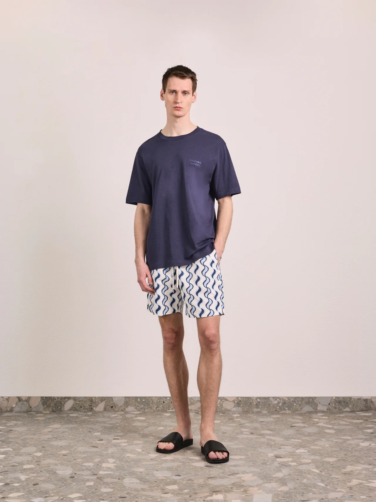 DINIS EMBROIDERED FC LOGO T-SHIRT - MIDNIGHT BLUE