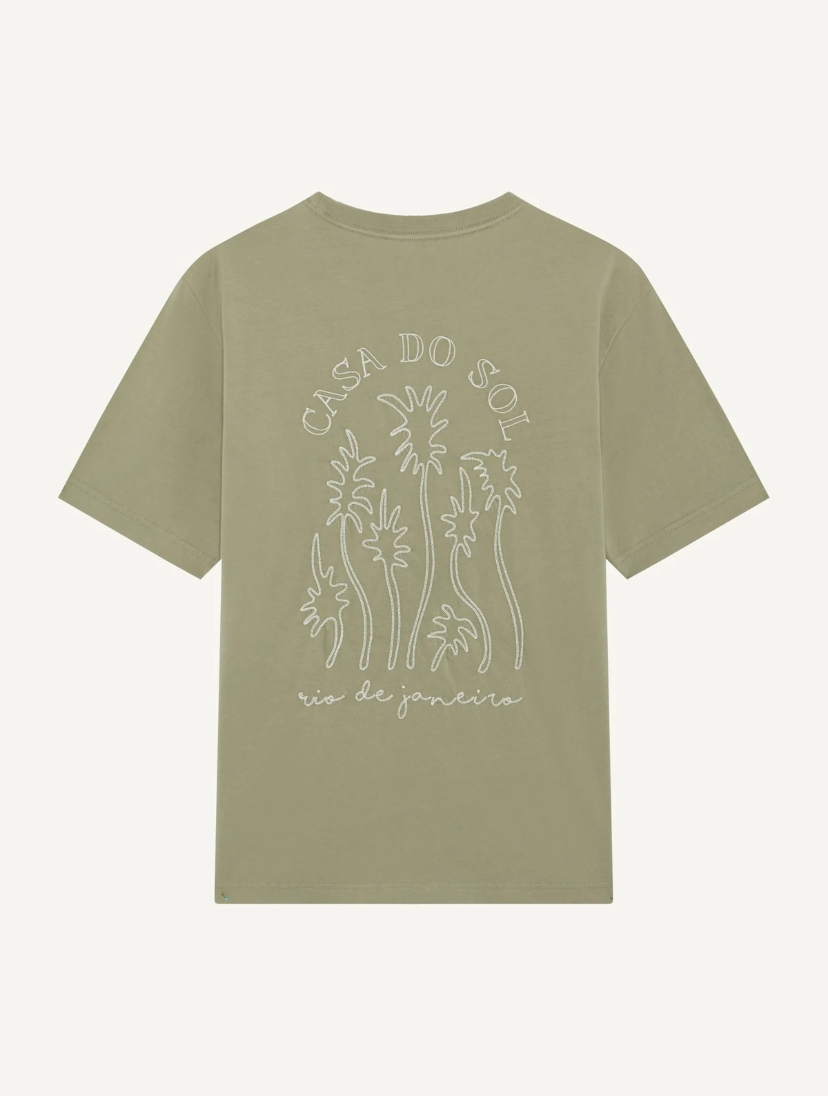 DINIS EMBROIDERED 'CASA DO SOL' T-SHIRT - PALM GREEN