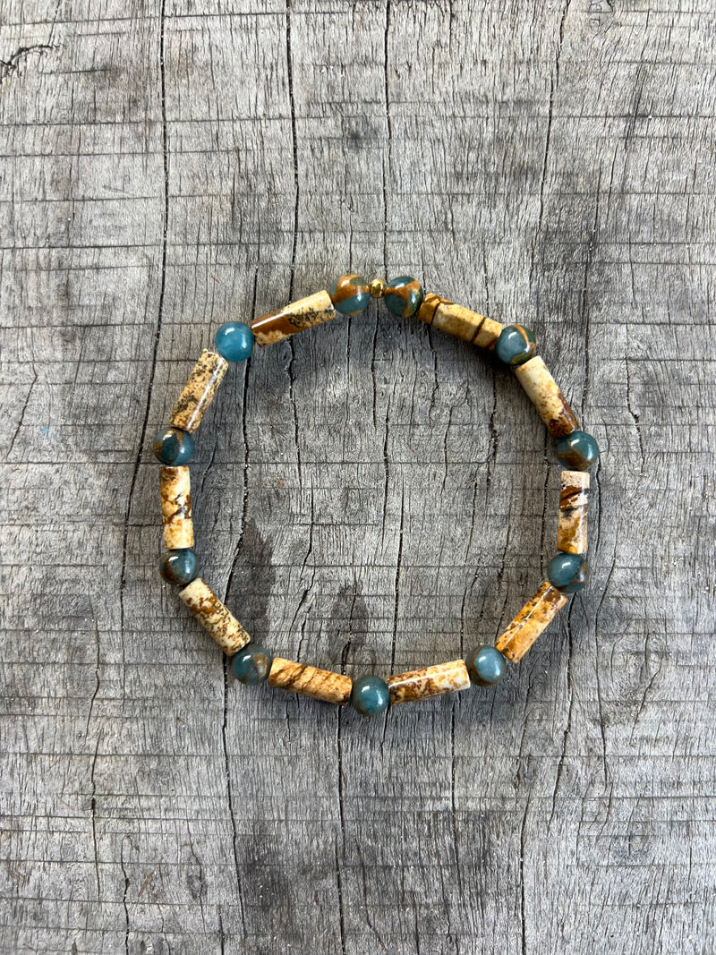 Petra Bracelet - Lake Blue Variscite / Picture Jasper