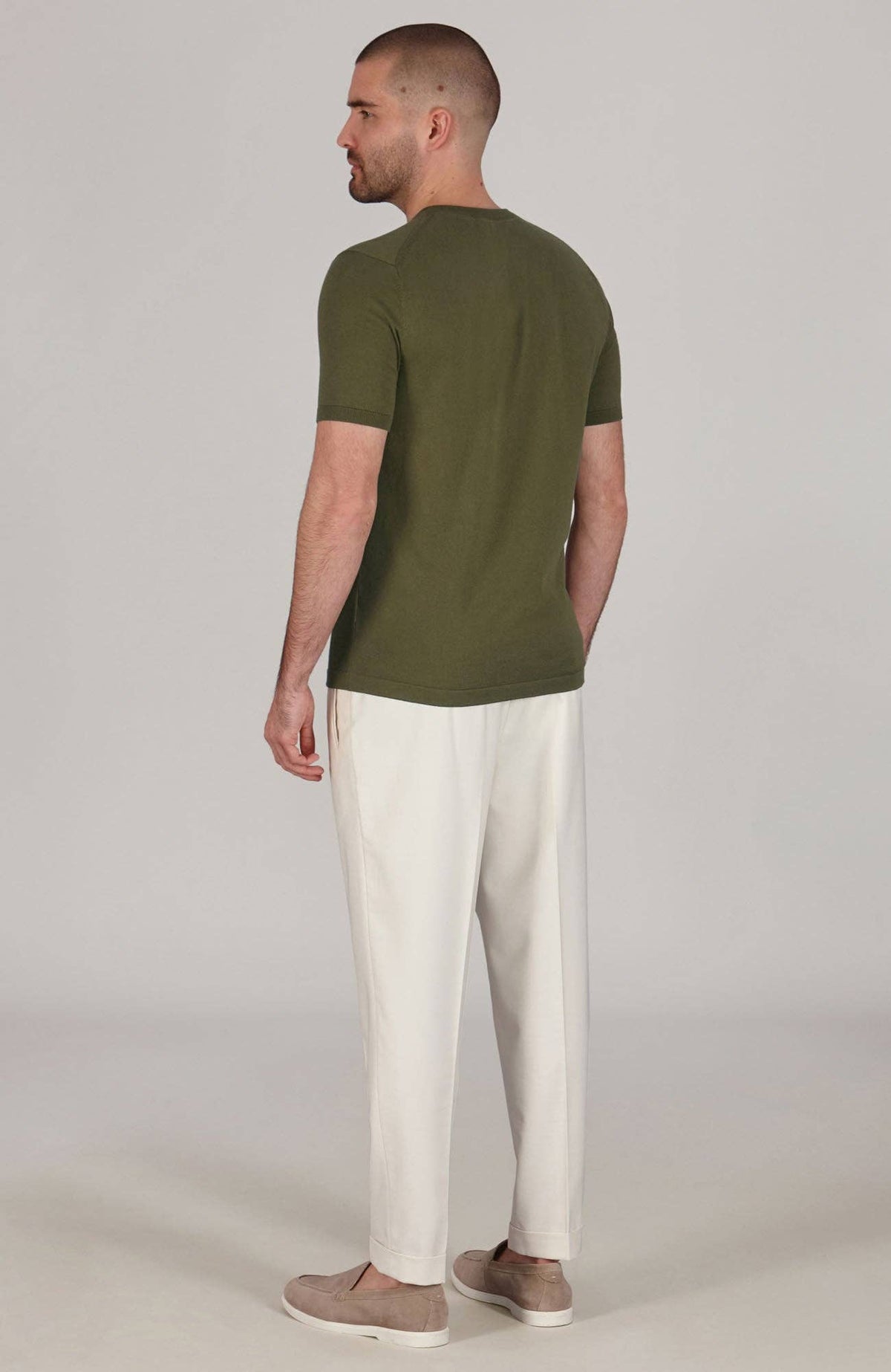 Ultra Fine Cotton Knitted T-Shirt - Dark Olive