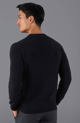 Lightweight Cotton Fisherman Rib Jumper - Navy