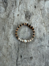 Petra Bracelet - Bronzite / Sunstone / Maifanite + White Pearl