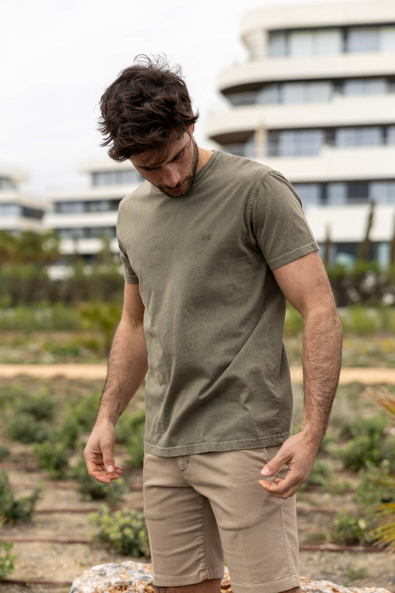 Washed Cotton T-Shirt - Khaki