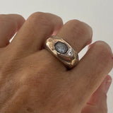 MOON ROCK RING - SOLID BRONZE + MILKY SAPPHIRE