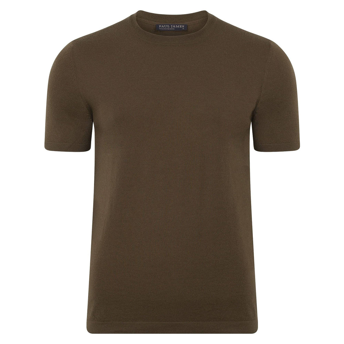 Superfine Merino Wool Knitted T-Shirt - Khaki