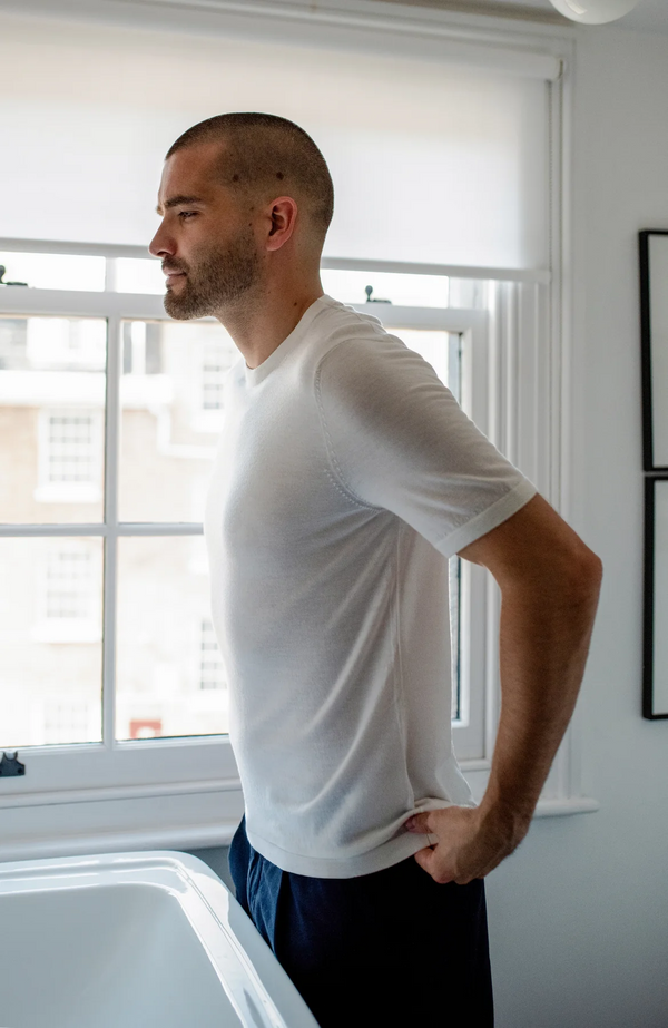 Ultra Fine Cotton Knitted T-Shirt - White