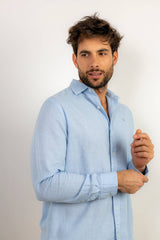 Linen Blend Shirt - Light Blue
