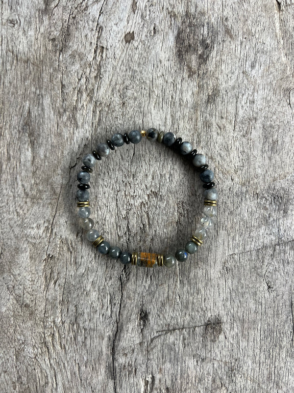 Petra Bracelet - Labradorite / Gold Obsidian / Blue Argentinian Calcite