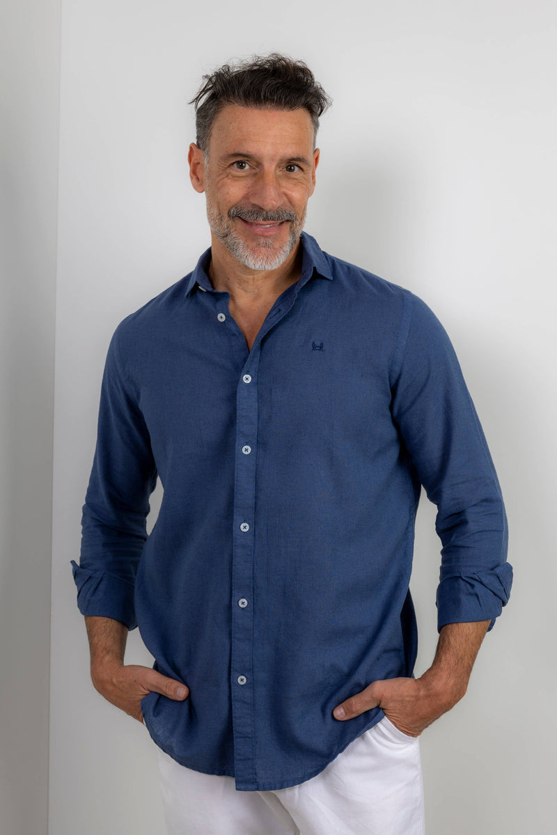 Linen Shirt - Navy Blue