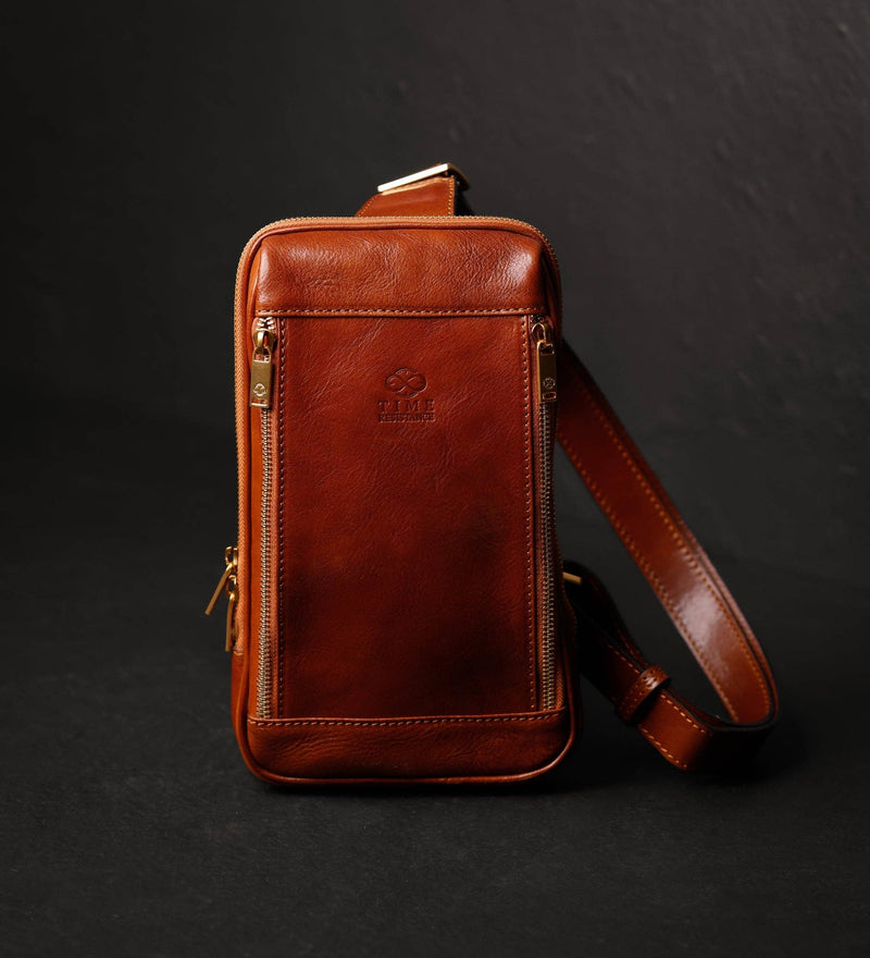 Leather Crossbody Bag - Mahogany