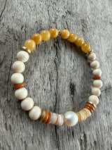 Petra Bracelet - Fossil / Topaz / Olive Walnut + White Pearl