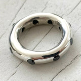 GRAND LOOP RING - SOLID SILVER + BLACK DIAMONDS