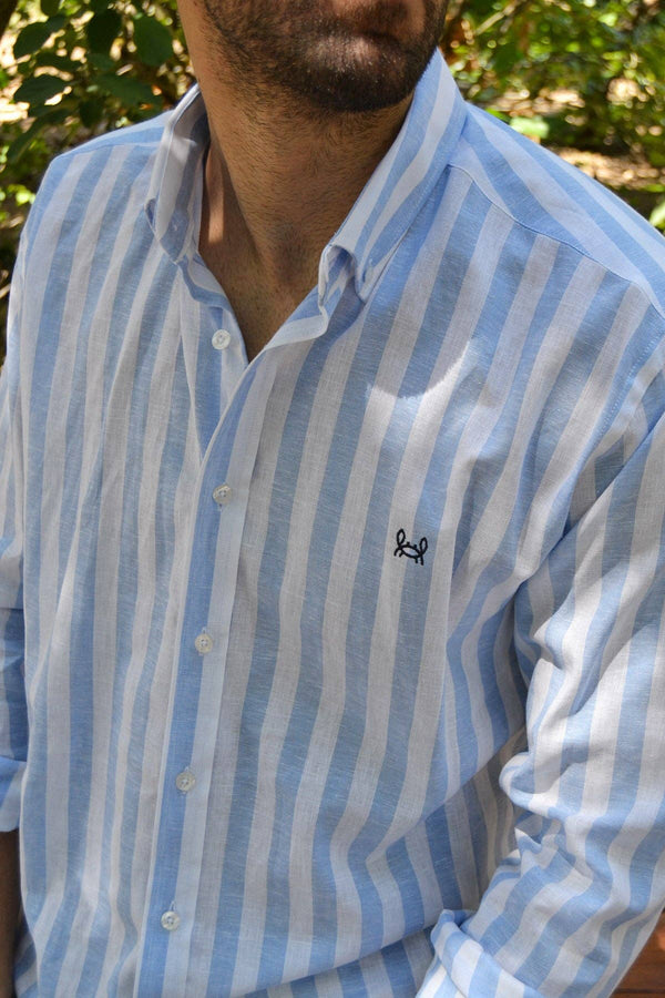 Striped Linen Shirt - Light Blue