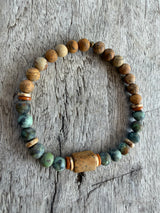 Petra Bracelet - Picture Jasper / African Turquoise / Olive Walnut