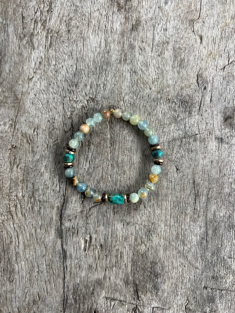 Petra Bracelet - Blue Argentinian Calcite / African Turquoise
