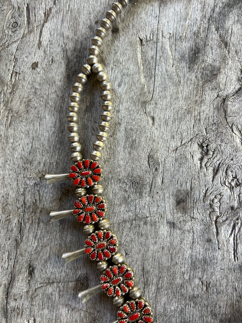 Handmade Vintage Zuni Squash Blossom Necklace