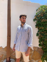 Striped Linen Shirt - Khaki