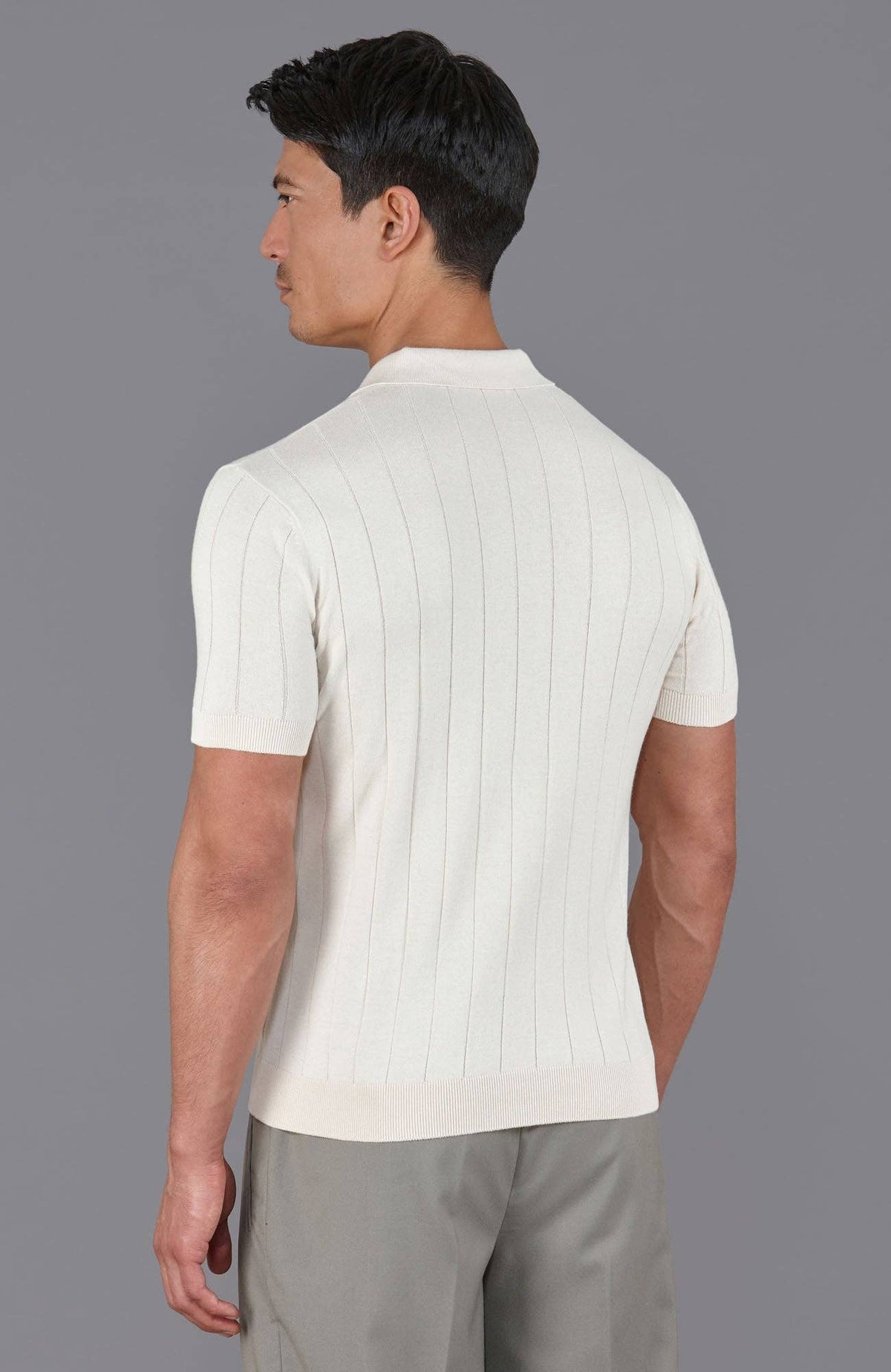 Ultra Fine Cotton Buttonless Polo Shirt - Ecru